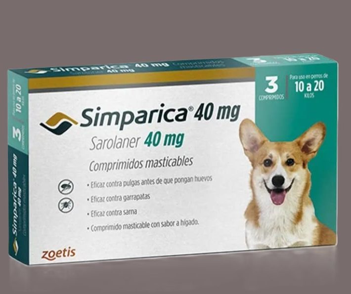 Simparica 40 mg, 10 a 20 Kilos, 3 comprimidos