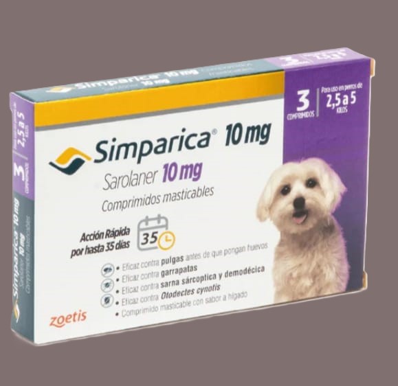 Simparica 10 mg, 2.5-5 Kilos, 3 Comprimidos